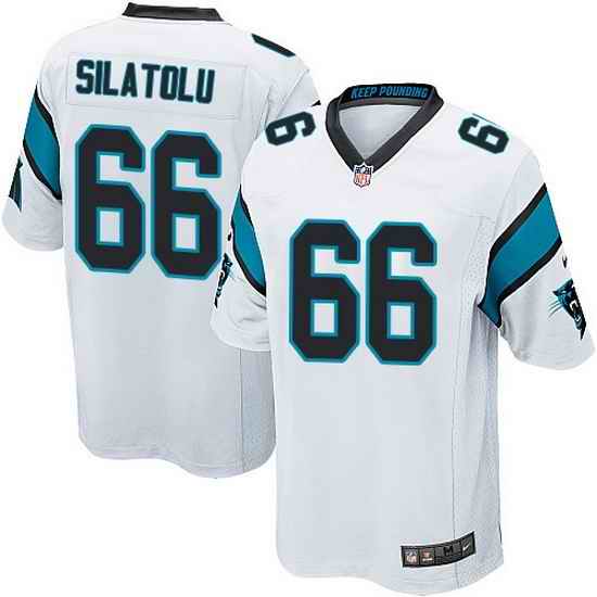 Nike Panthers #66 Amini Silatolu White Team Color Mens Stitched NFL Elite Jersey